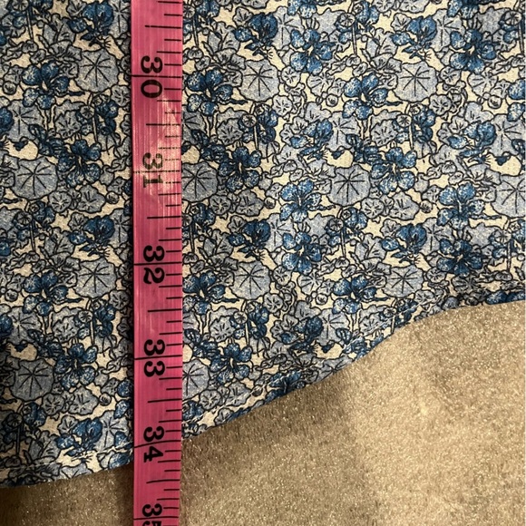 [17-17.5]Daniel Hechter Men Blue Floral Patterned Cotton Non Iron Dress Shirt - Picture 8 of 10